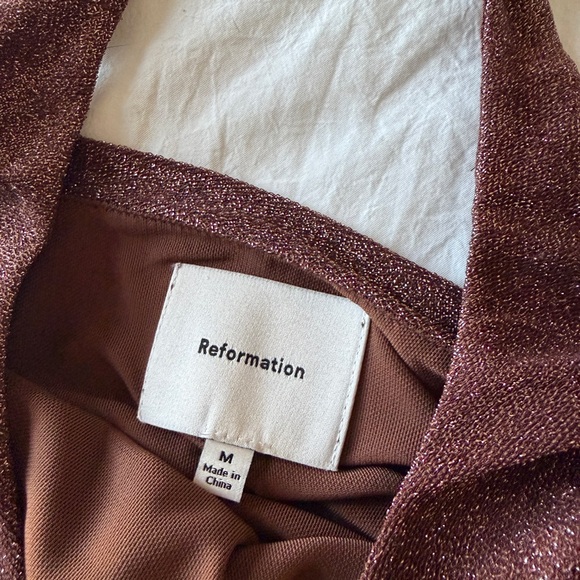 NWOT Reformation Brown Sparkle Molly Halter Top Medium Knit Top - Picture 4 of 6
